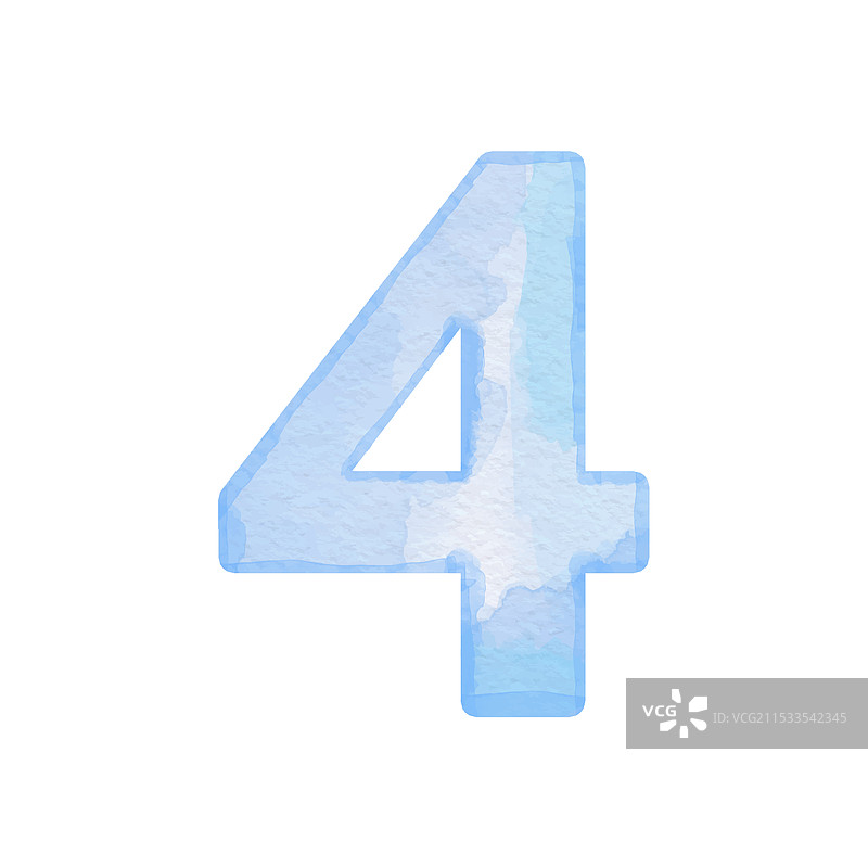 水彩蓝色数字4的卡片设计图片素材