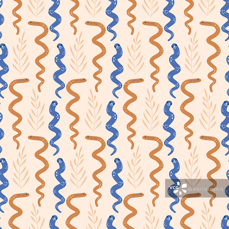蛇类无缝图案，爬行动物，垂直线条图片素材