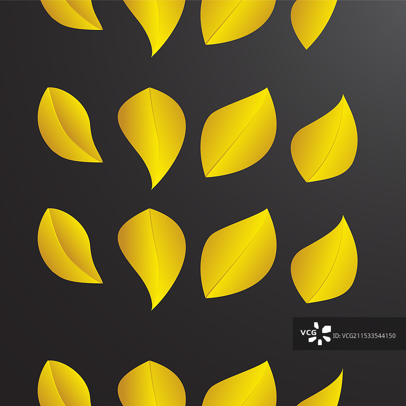黄色的秋叶在深色背景上飘落图片素材