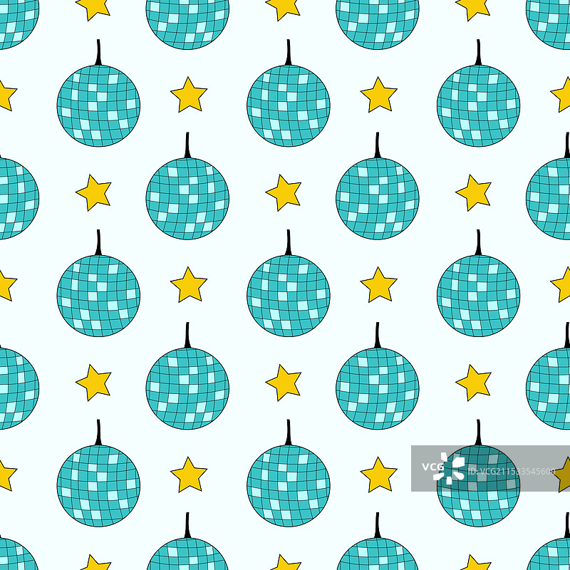 无缝图案，蓝色闪亮球和星星图片素材