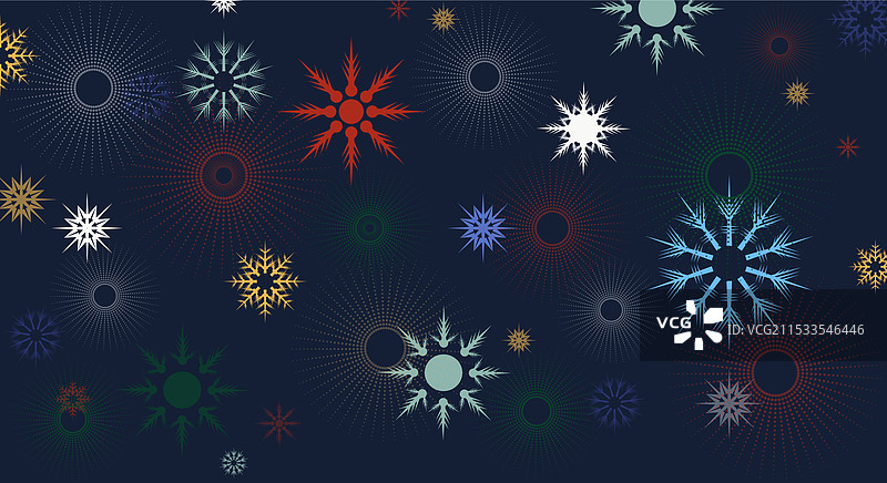 圣诞背景与五彩缤纷的雪花图片素材