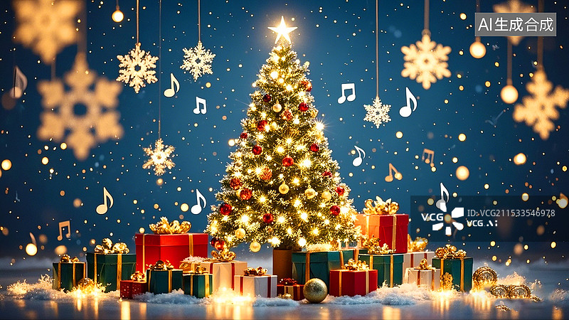 【AI数字艺术】圣诞节平安夜装饰品背景图图片素材