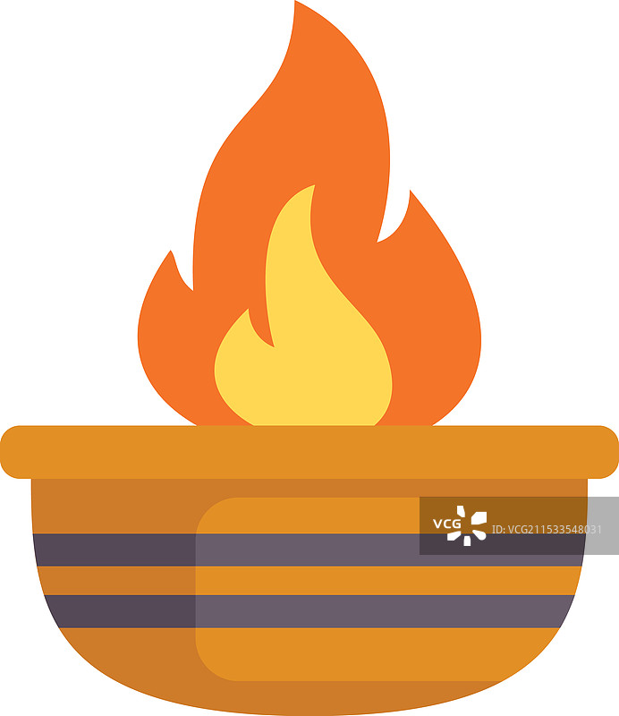 宗教仪式中陶罐里的燃烧火焰图片素材