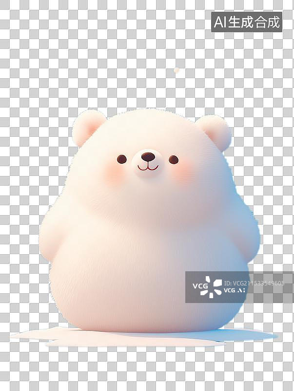 【AI数字艺术】3D 毛毡北极熊，于冰原雪地憨态可掬，厚毛保暖，雪白毛绒，独居极地尽显可爱萌态。图片素材