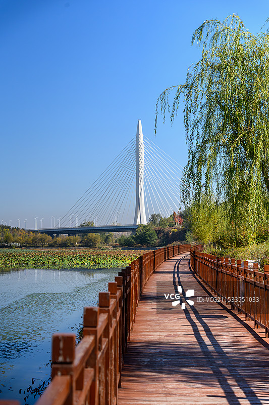 长治漳泽湖神农湖大桥图片素材