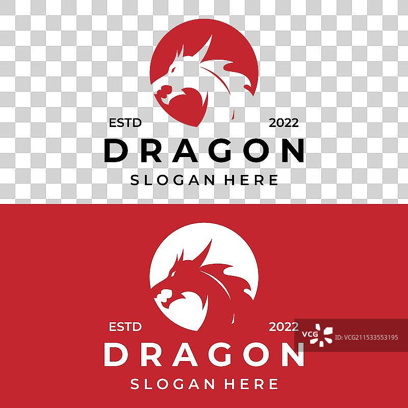 火龙头部和翅膀的标志模板图片素材