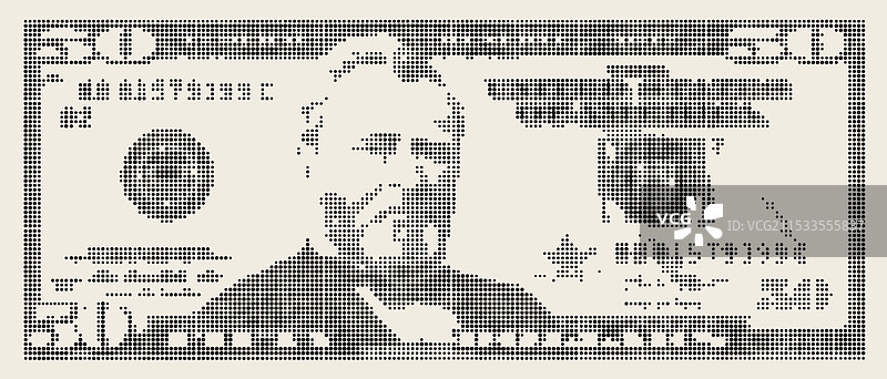 黑白像素钞票半色调50图片素材