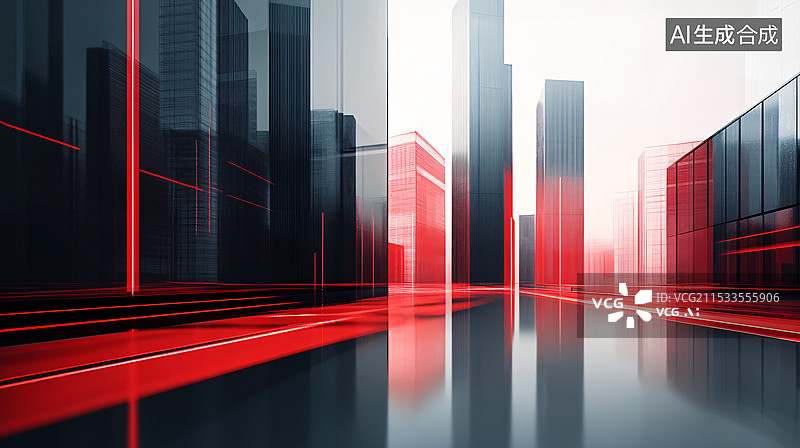 【AI数字艺术】极简风格城市，摩登大楼，汽车广告背景图图片素材