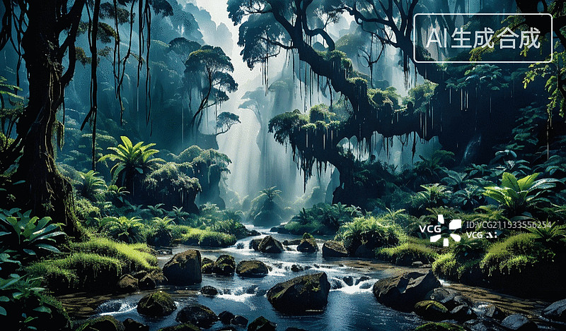 【AI数字艺术】神秘雨林图片素材