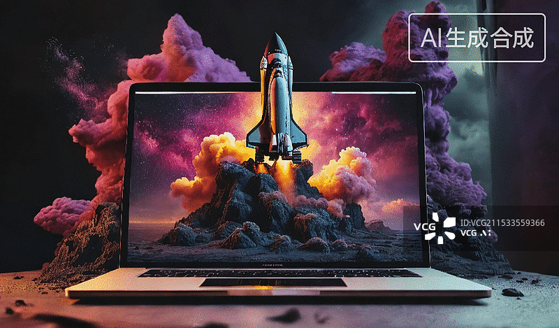 【AI数字艺术】火箭发射图片素材