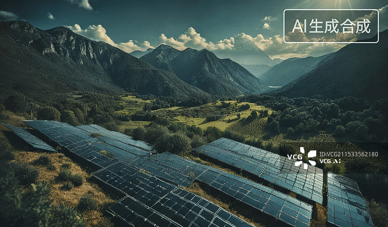【AI数字艺术】太阳能板山谷图片素材