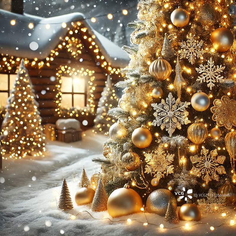 冬夜里的圣诞树图片素材