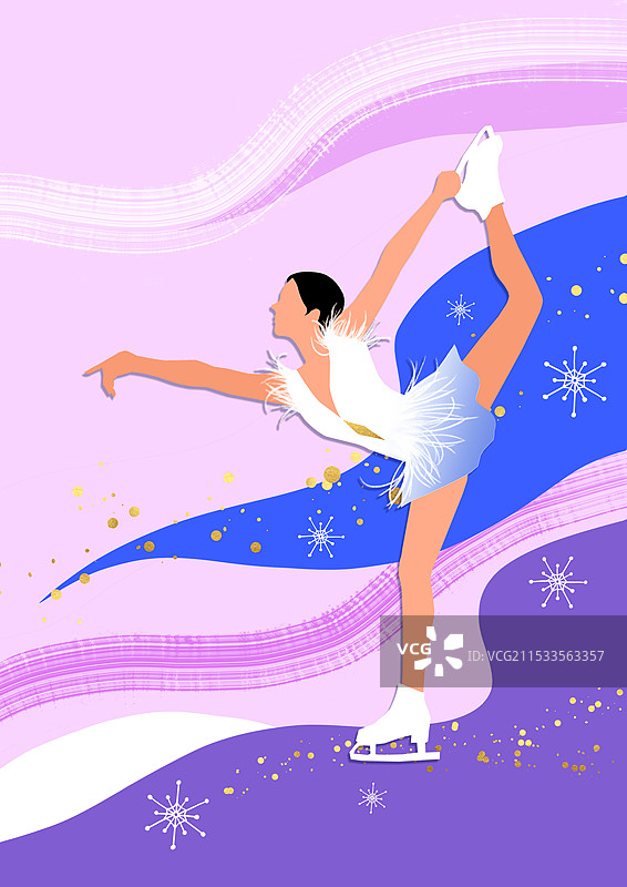 冬奥会女子花样滑冰插画图片素材