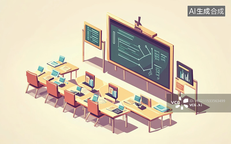 【AI数字艺术】现代化教室图片素材