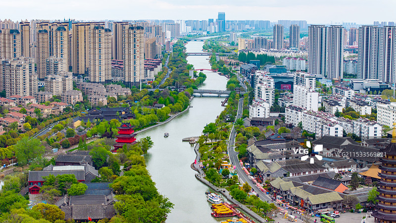 淮安里运河文化长廊清江浦景区 国师塔 清江浦楼航拍图片素材