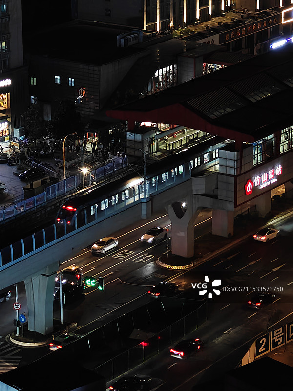 南京扫街之地铁1号线江宁区夜景图片素材