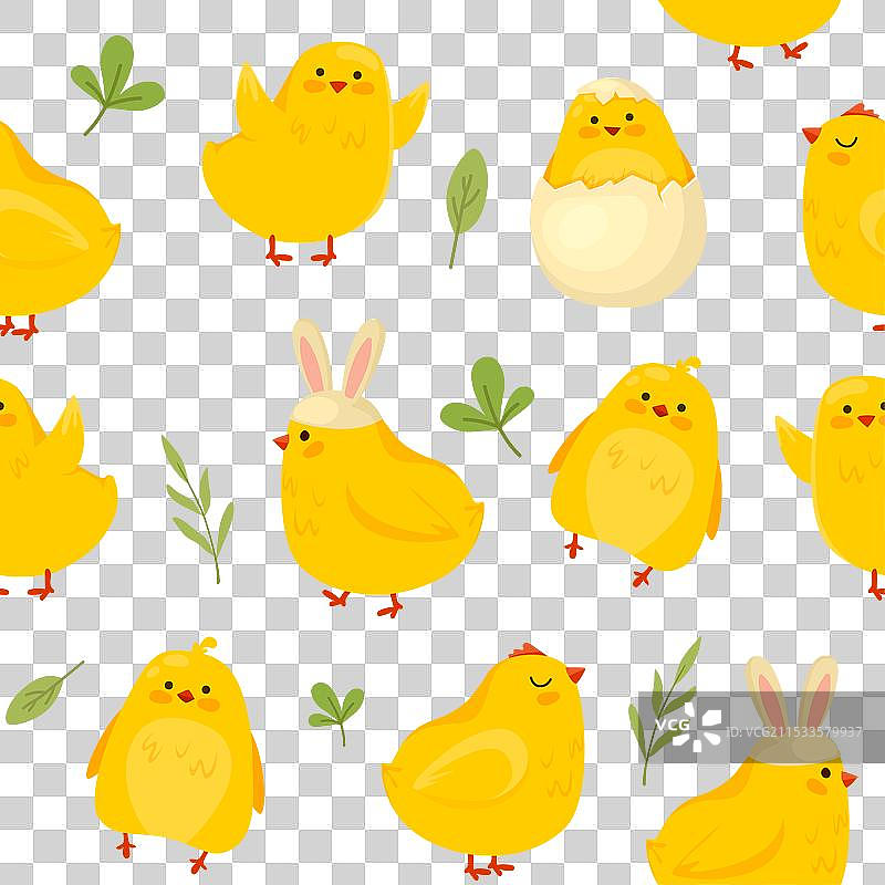 复活节小鸡的卡通无缝图案图片素材