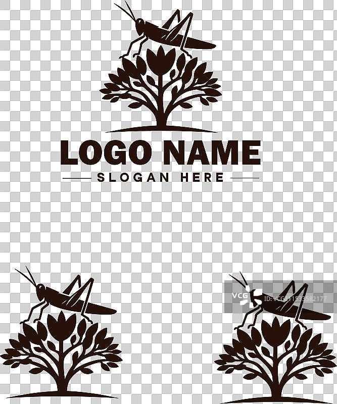 蝉鸣虫标志艺术图标，适用于商业品牌图片素材