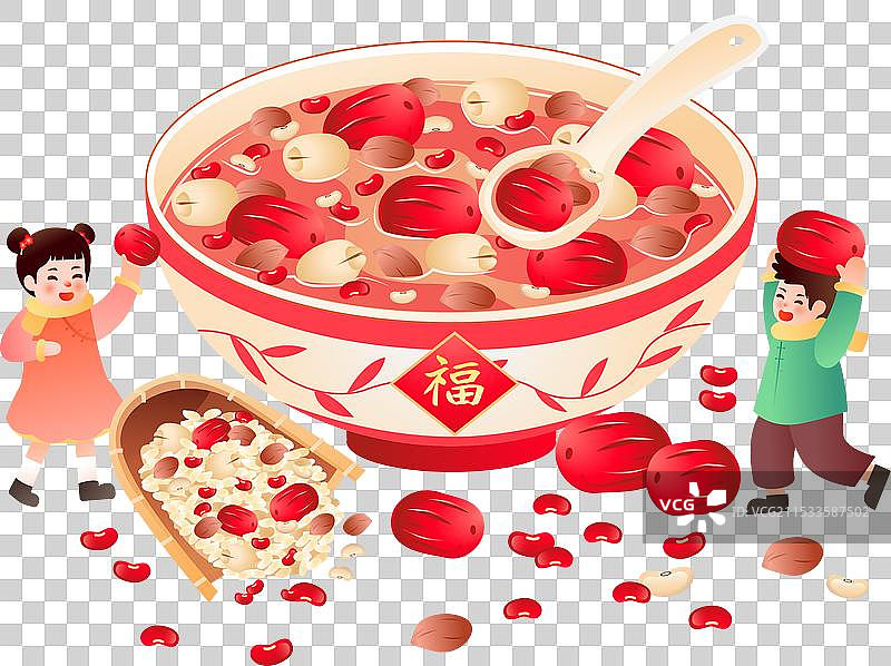 年俗文化腊月二十八腊八节全家吃腊八粥图片素材