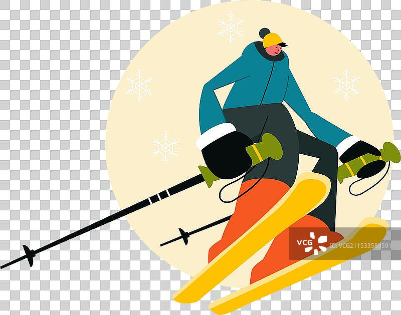 滑雪者在山上滑行的滑雪场景图片素材