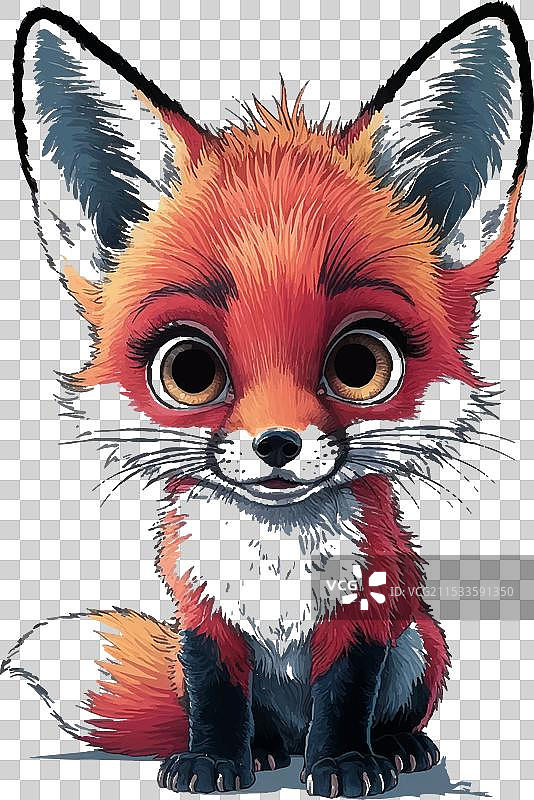 一只可爱的红色、橙色和黄色的小狐狸图片素材