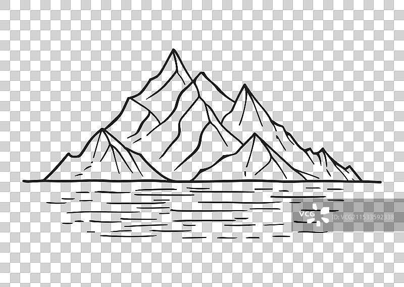 线条艺术山脉图标风格图片素材