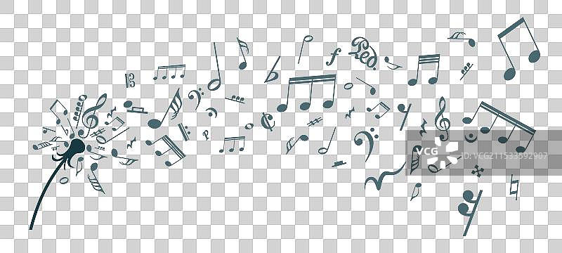 蒲公英符号与音乐音符图片素材