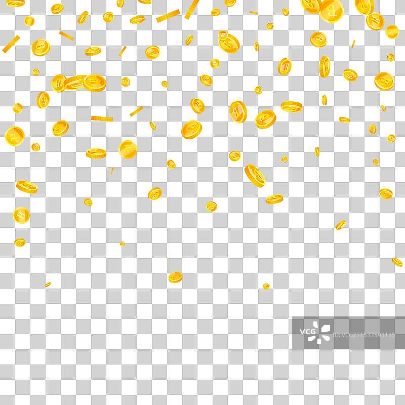 比特币硬币掉落，散落的加密货币图片素材