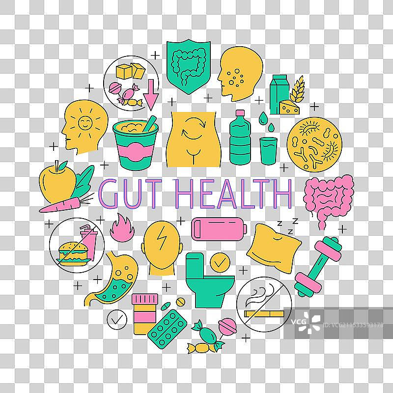 肠道健康符号圆形海报图片素材