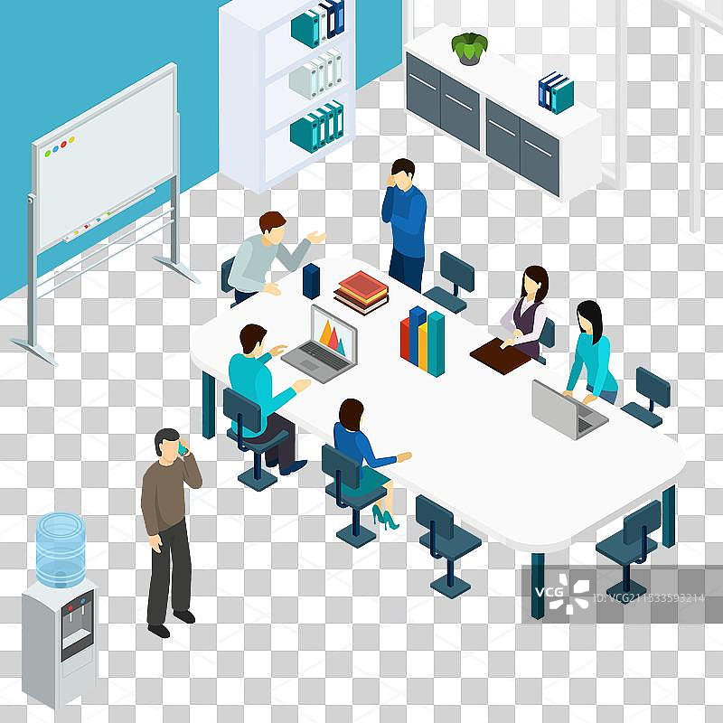 办公室等距工作会议图片素材