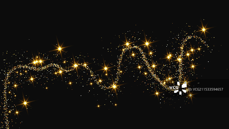 金色闪闪的彩纸屑波浪和星尘图片素材