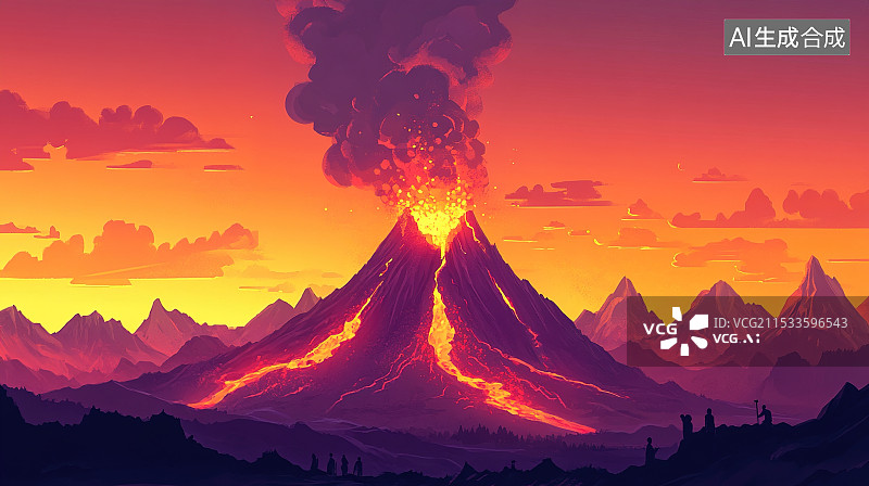 【AI数字艺术】火山 喷发 熔岩图片素材