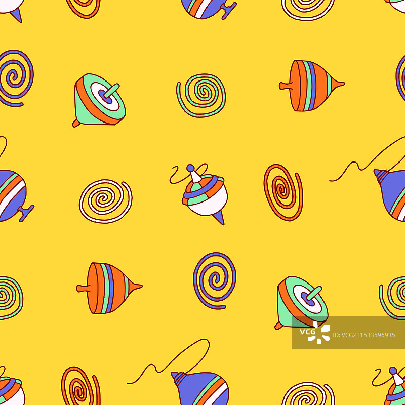 玩具陀螺旋转无缝图案用于印刷图片素材