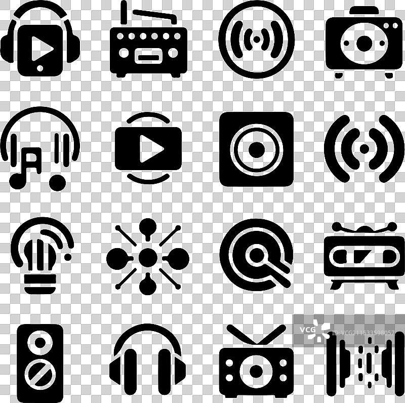 白色音乐音符剪影图标风格图片素材