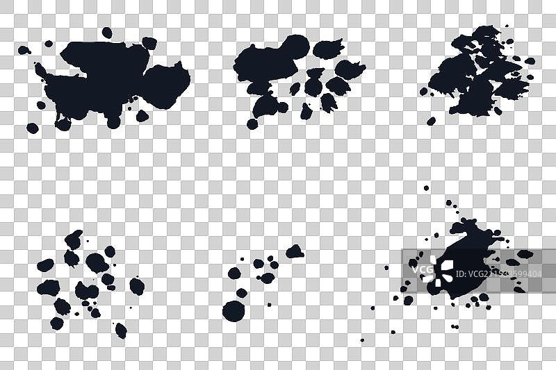 黑色墨水污点和飞溅的水滴图片素材