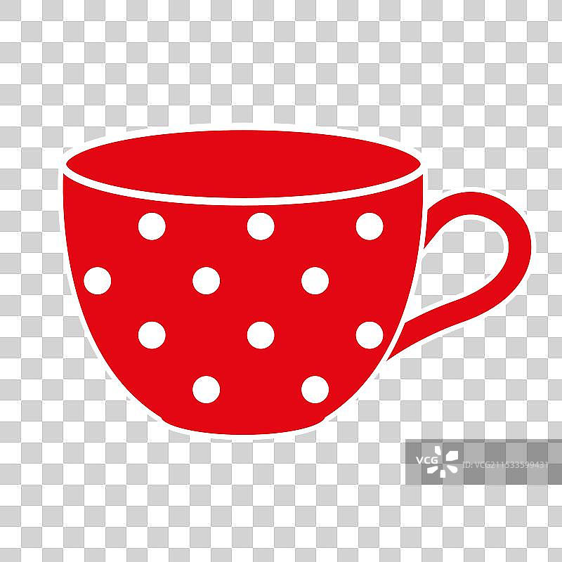 红色杯子上有白色圆点图片素材