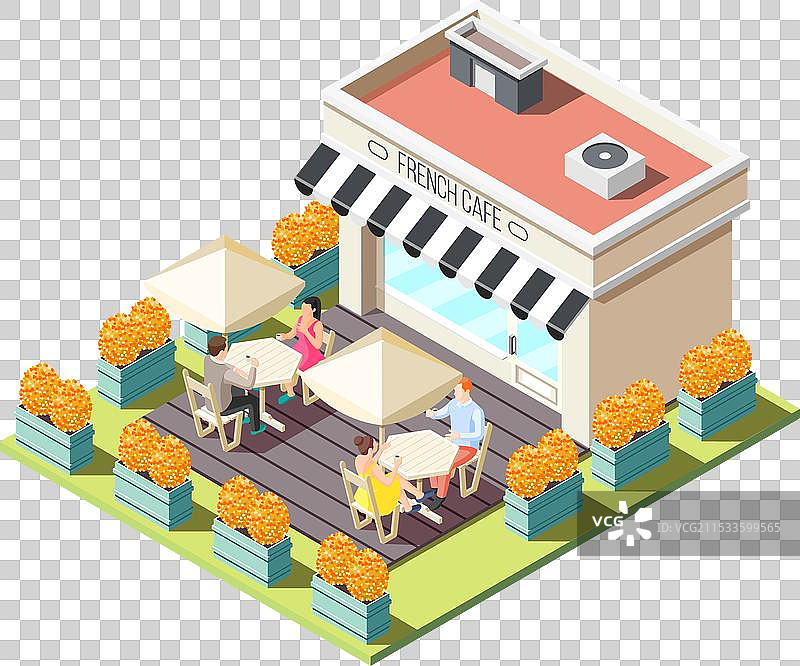 街头咖啡等距构图图片素材