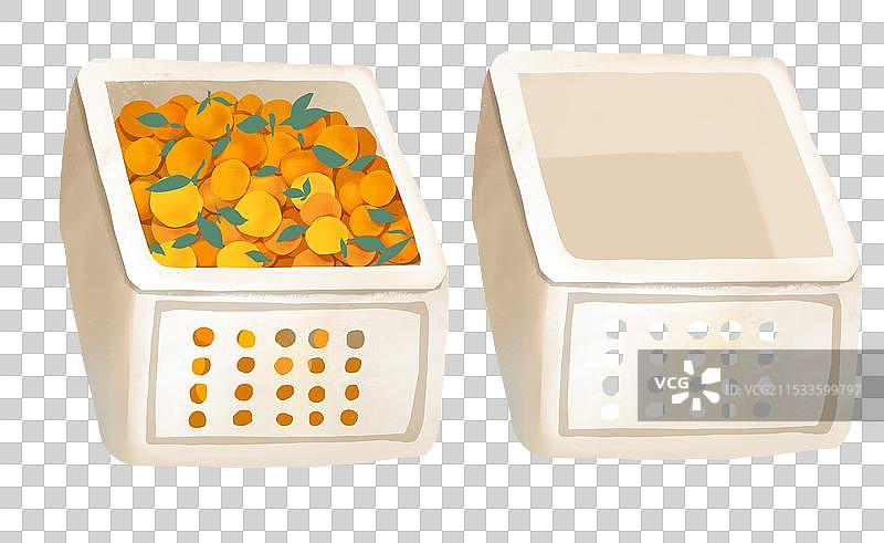 春节年俗插画赶大集水果摊设计元素成箱的砂糖橘图片素材