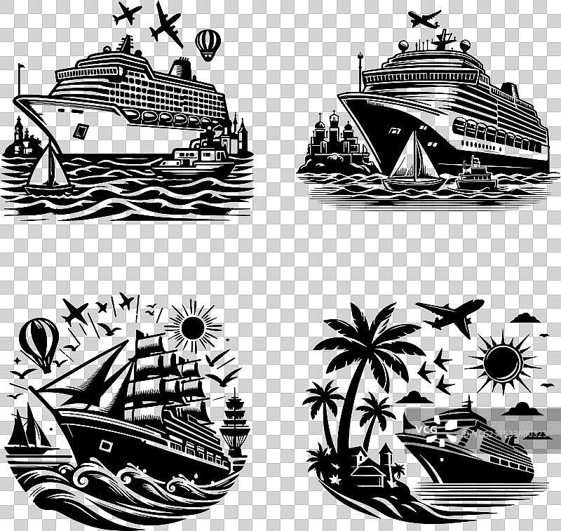 游轮轮廓形状设计图片素材