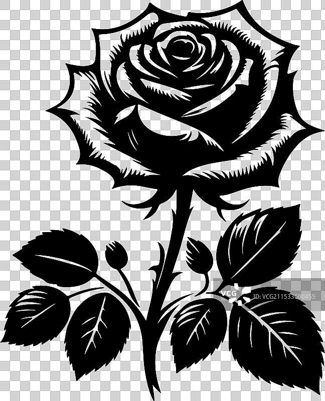 玫瑰剪影形状设计图片素材