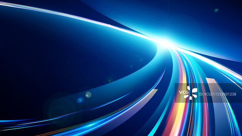 蓝色未来彩色光线科技线条背景图片素材