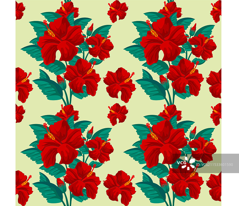 美丽的红色芙蓉花图案图片素材