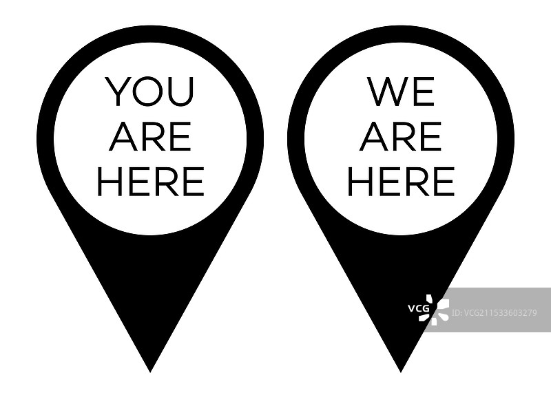 黑色的“你在这里”地图指针图标图片素材