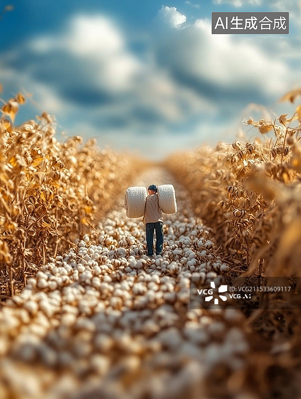 【AI数字艺术】棉花秋收图片素材