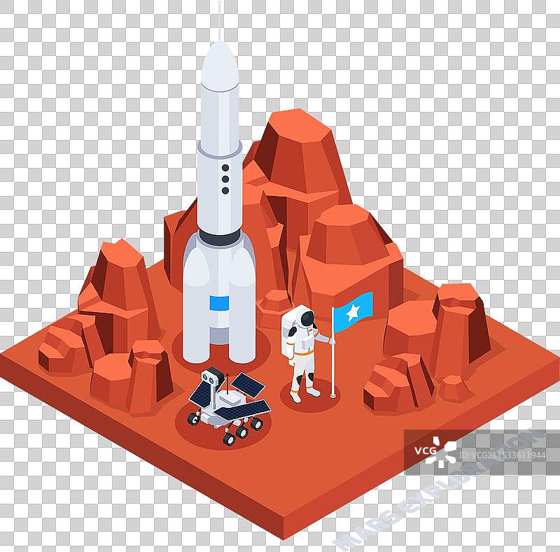 火星探索等距构图图片素材