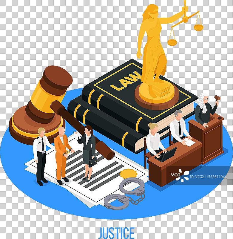 法律与正义的等距构图图片素材