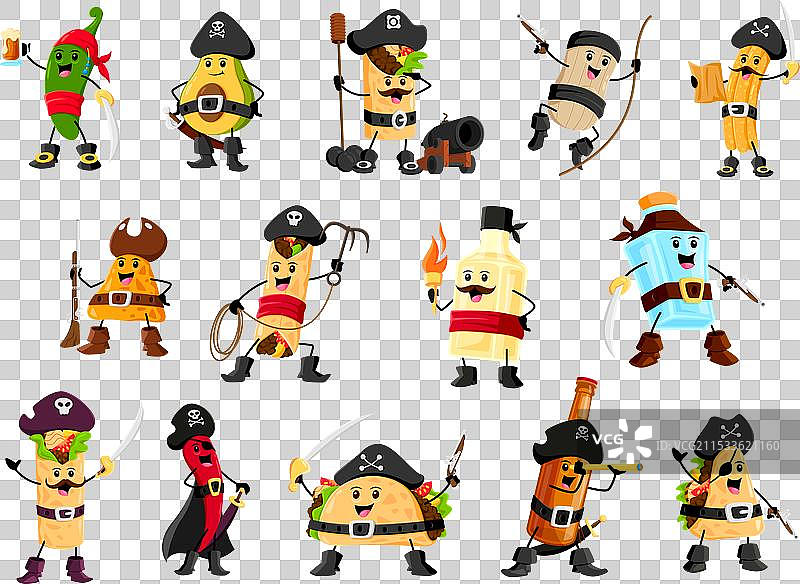 卡通海盗与墨西哥风味的德克萨斯美食图片素材