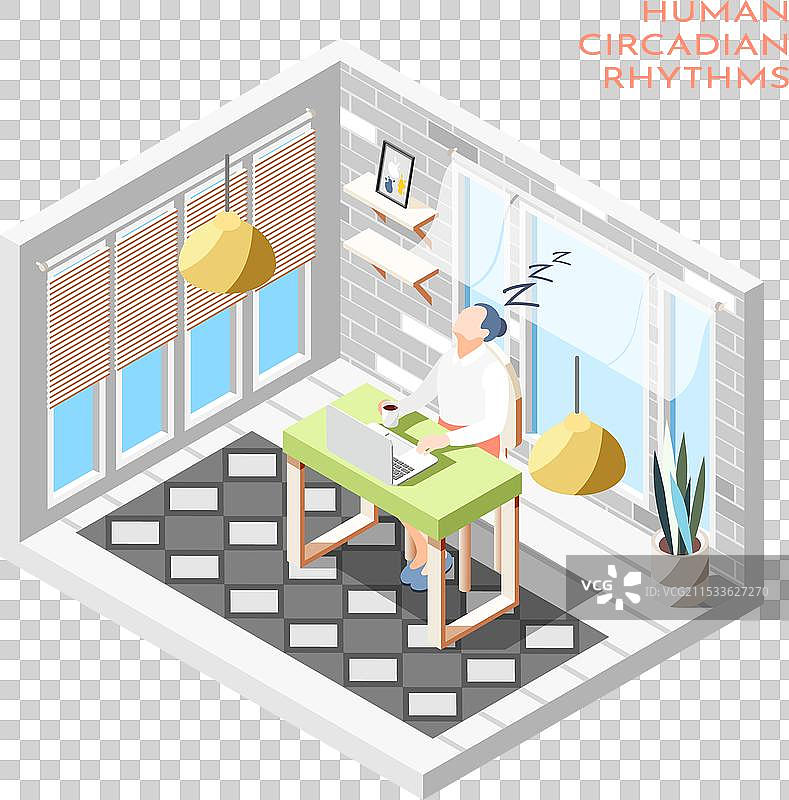 人类昼夜节律的等距构图图片素材
