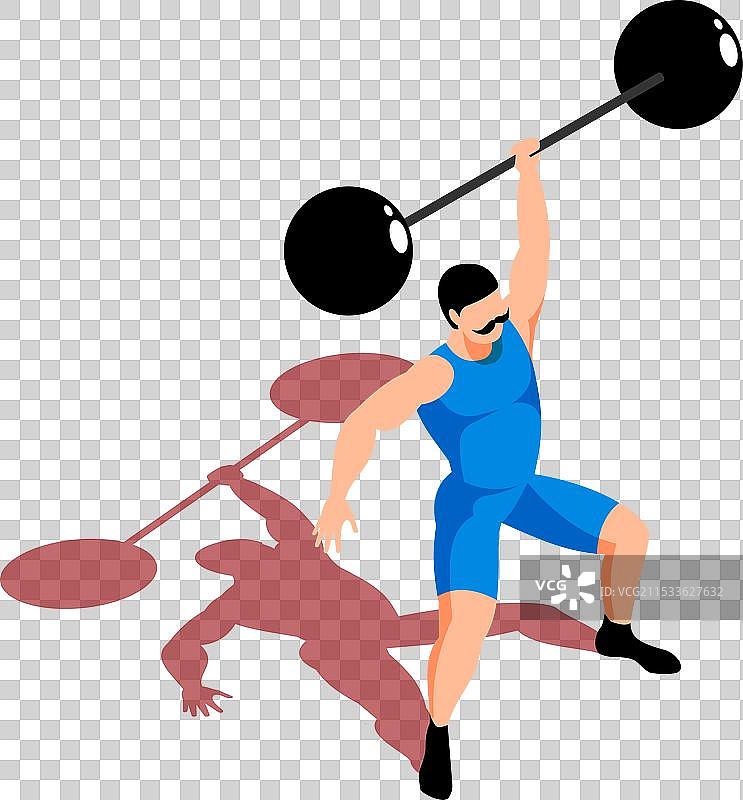 马戏团的力量举重者等距图图片素材