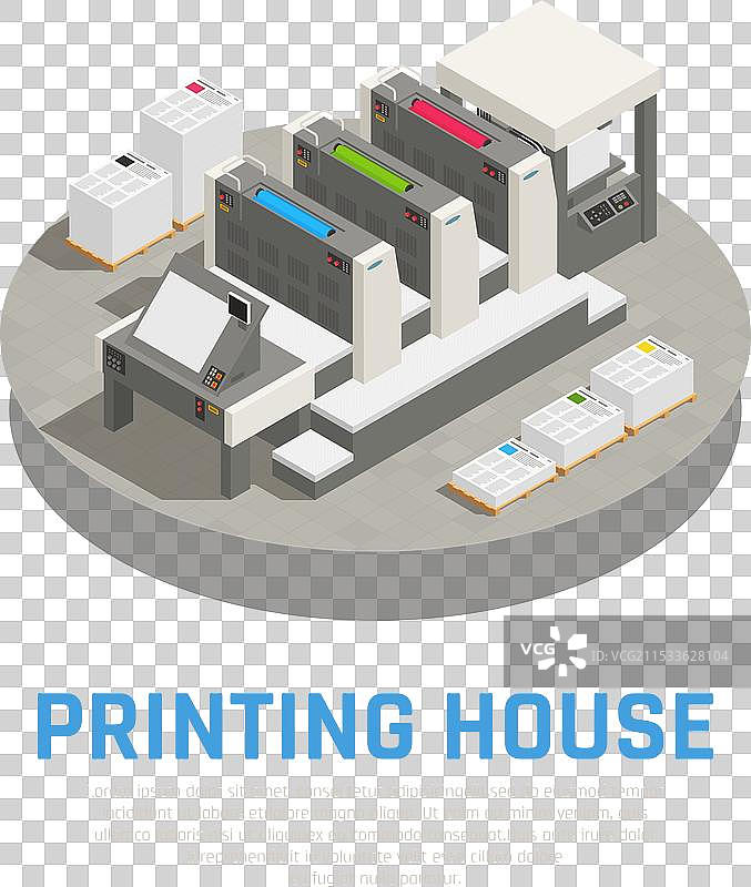 印刷厂等距构图图片素材